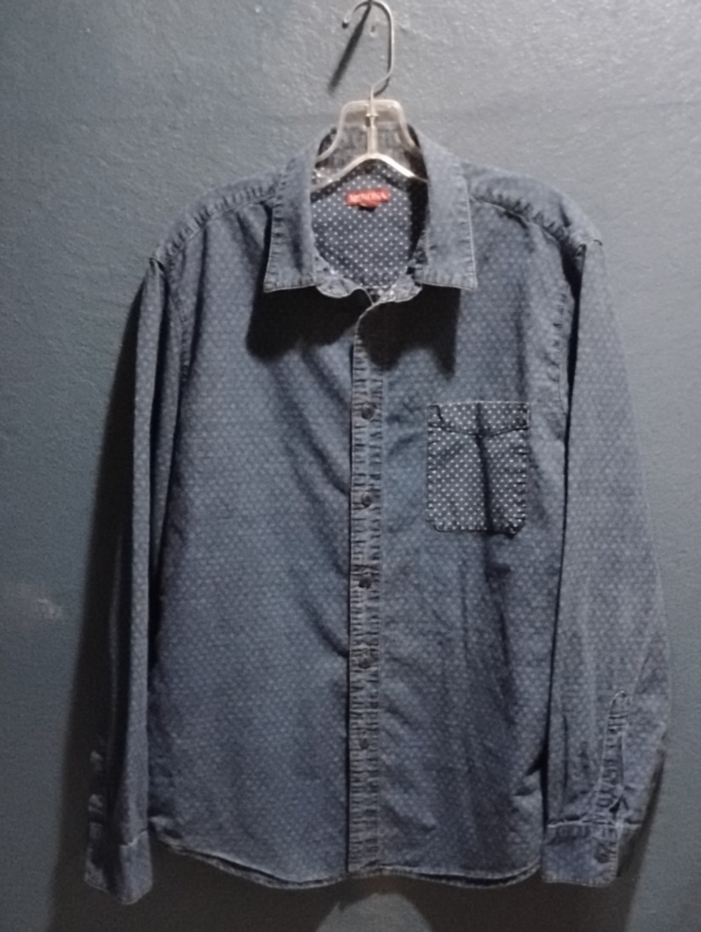 Merona Navy Dot-Print Casual Button-Down Shirt